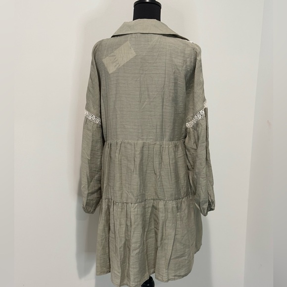 ZARA Tiered Dress With Lace Inserts Size Medium Long Sleeves, NWT - Picture 7 of 10